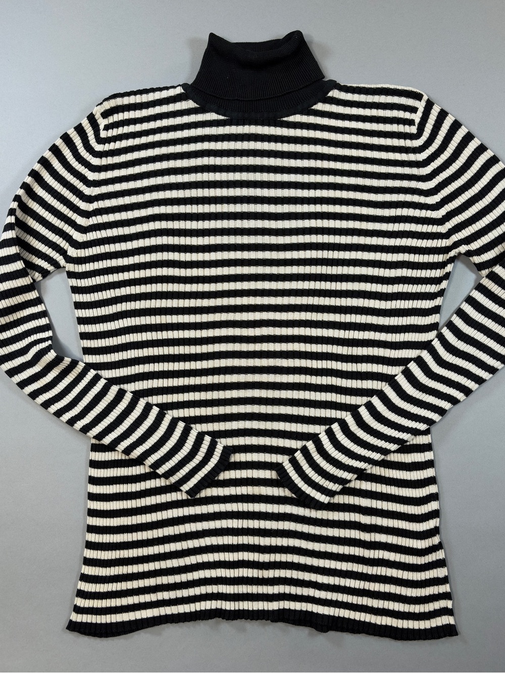 Vintage St Michael Marks & Spencer 100% Silk Striped Turtleneck Sweater 1990s